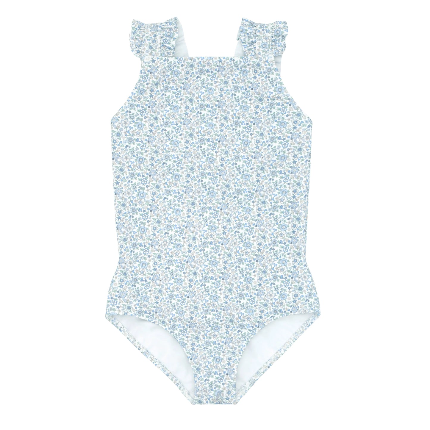 Minnow Slate Floral Ruffle Strap One Piece
