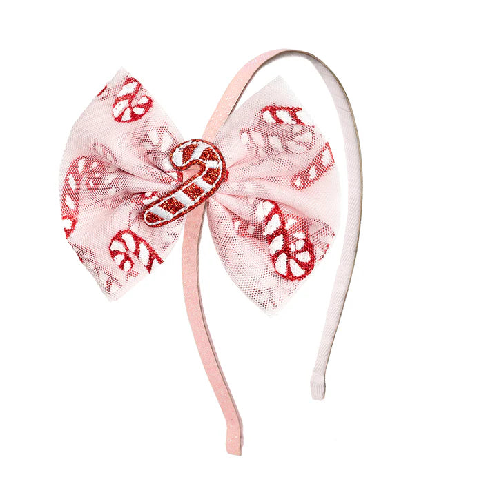Sweet Wink Candy Cane Confetti Christmas Tulle Bow Headband
