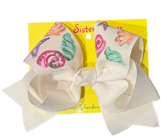 White Pastel Shells Large Bow