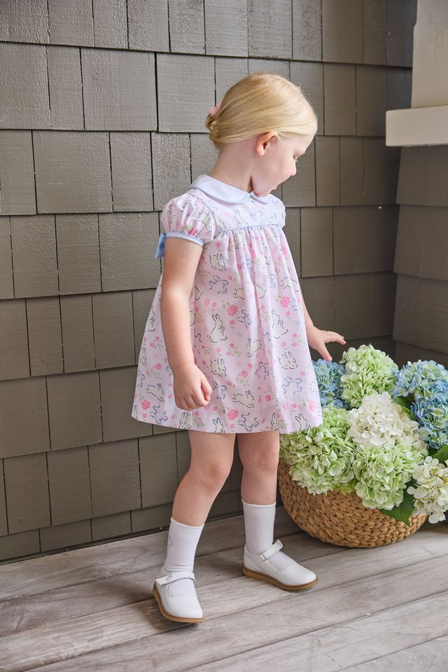 Short Sleeve Natalie Dress- Bunny Blooms