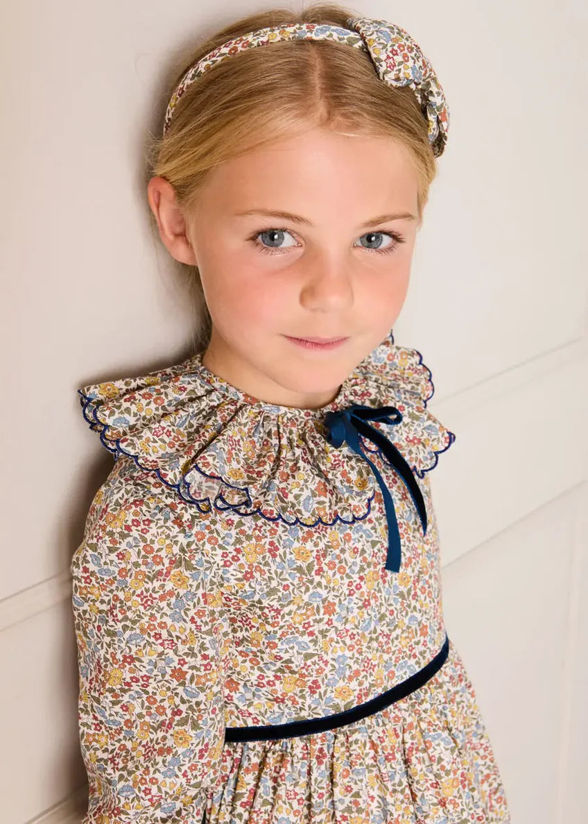 Marianne Floral Medium Bow Hairband in Toffee