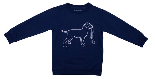 Navy Dog With Leash Sweatshirt