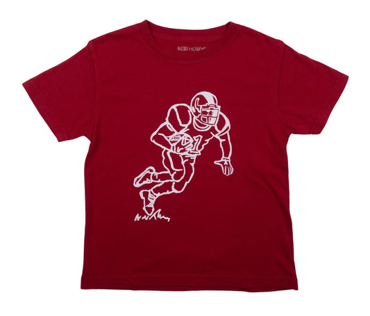 Crimson and White Football Player T-Shirt