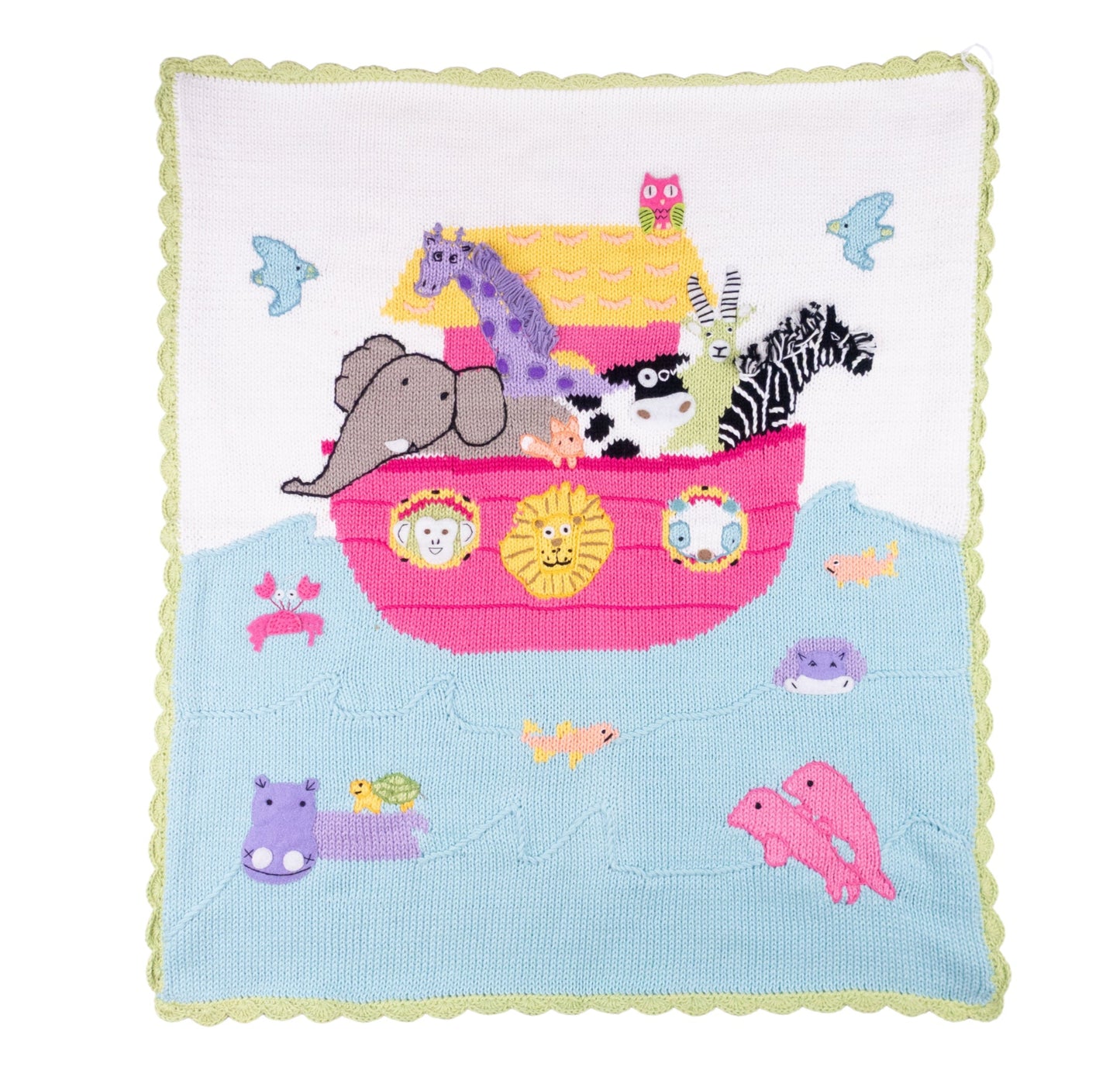 Noah's Ark Baby Blanket- White