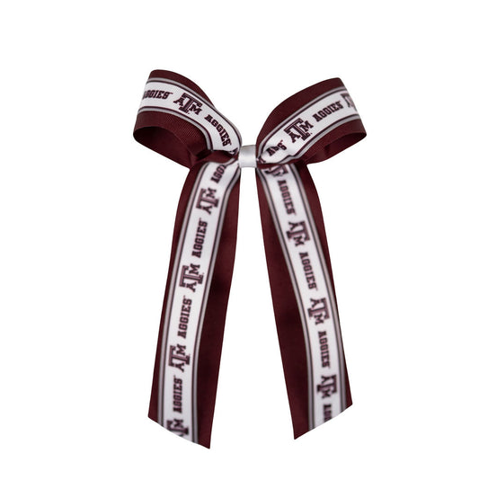 Large Grosgrain Overlay Streamer Bow- Texas A&M Wee Ones