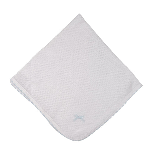 Receiving Blanket- Blue with Bow