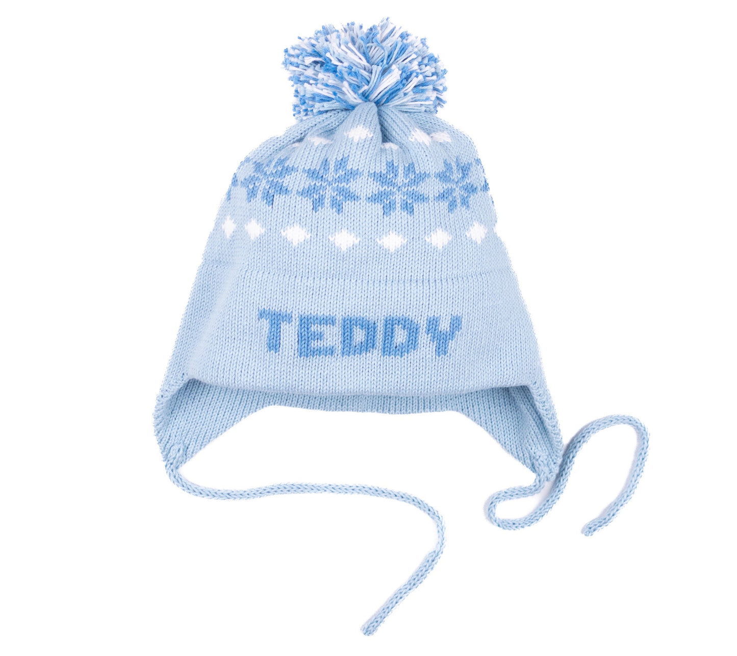 MJK Knits Nordic Earflap Hat- Light Blue