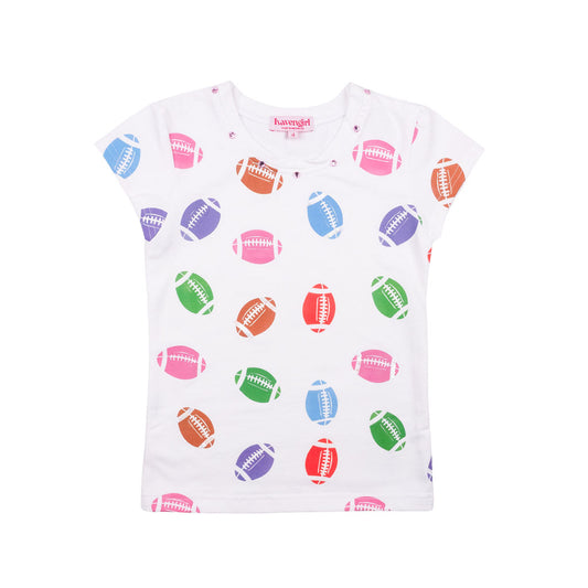 Rainbow Football Cap Tee made by Haven Girl. 