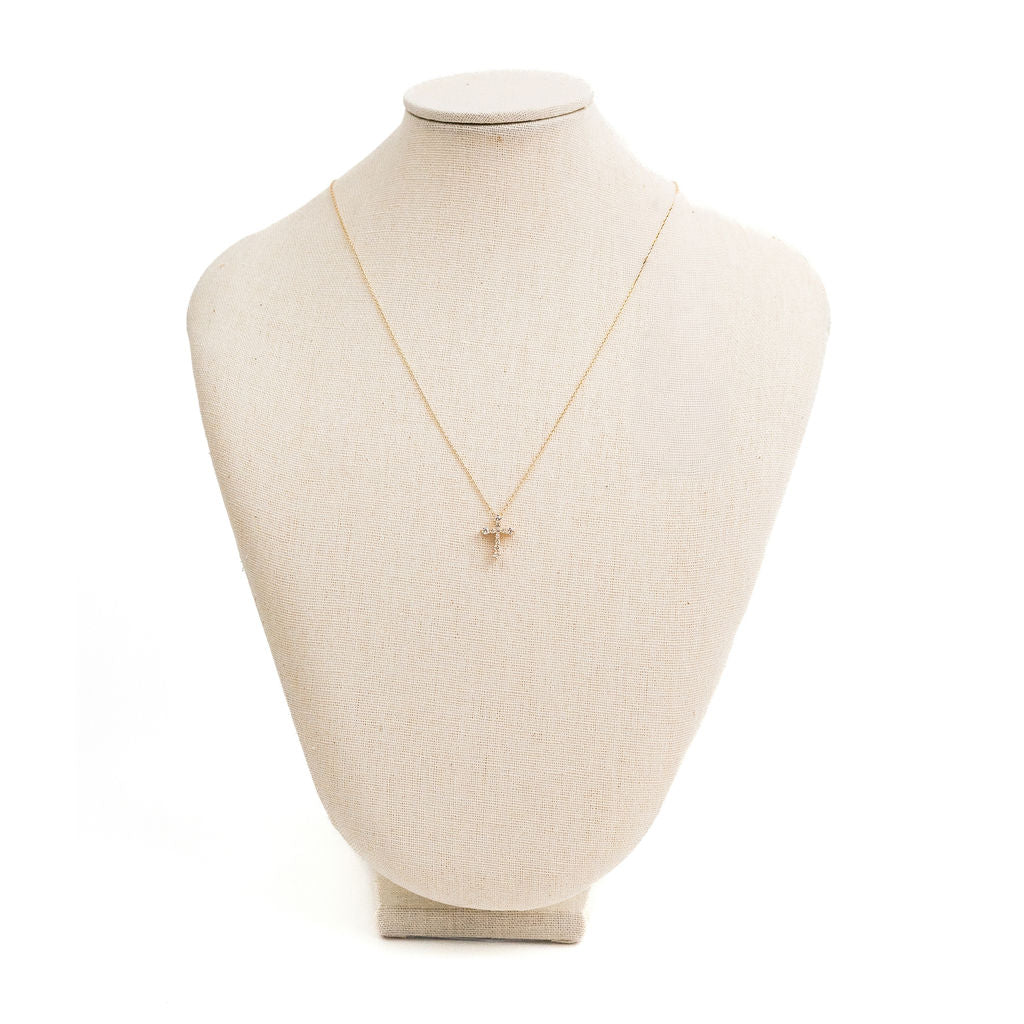 Diamond Cross Necklace- Yellow Gold