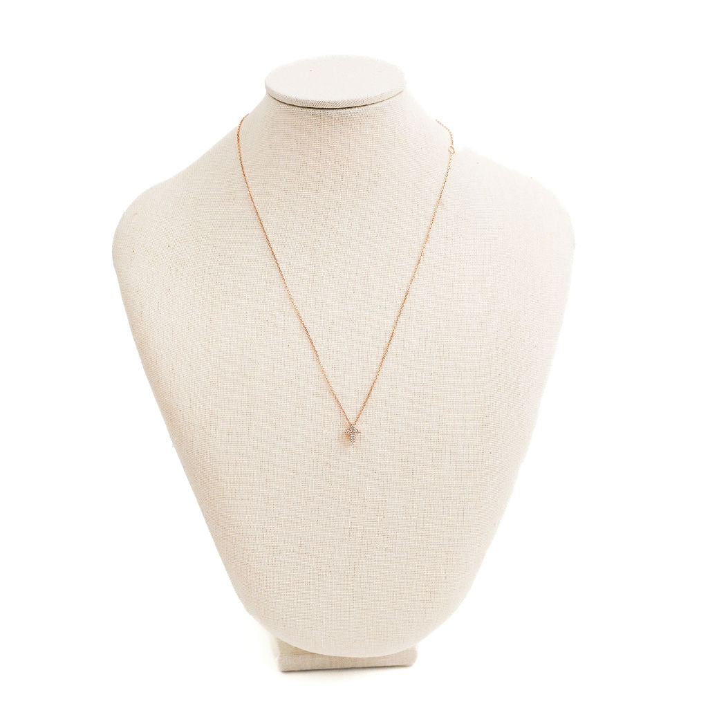 Tiny Cross Diamond Necklace- Rose Gold