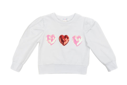 Red Sequin Heart Puff Sleeve Top