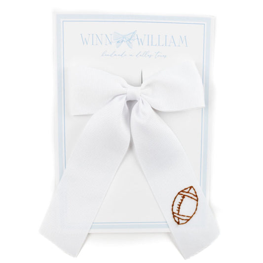 Winn and William Medium Football Bow - White