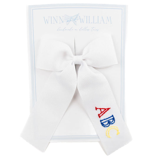 Winn and William  ABC Hair  Bow - White