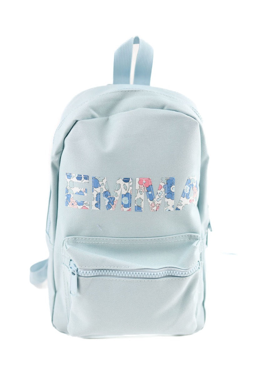 My Little Shop UK Betsy Blue Liberty of London Name Small Backpack - Light Blue