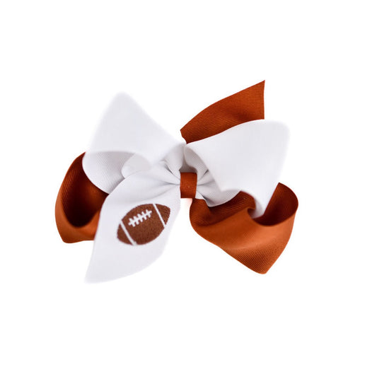 King Football Bow- White with Burnt Orange