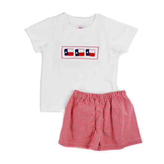 Texas Flag Smocked Boys Short Set by Shop Teeth