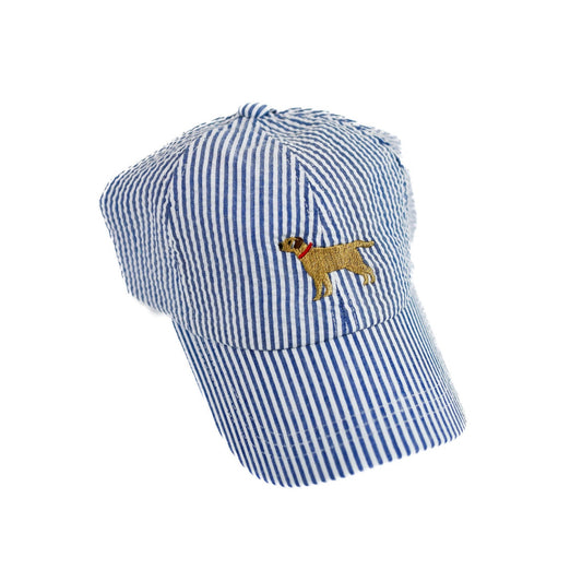 Wee Ones Denim Embroidered Seersucker Ball Cap - Dog