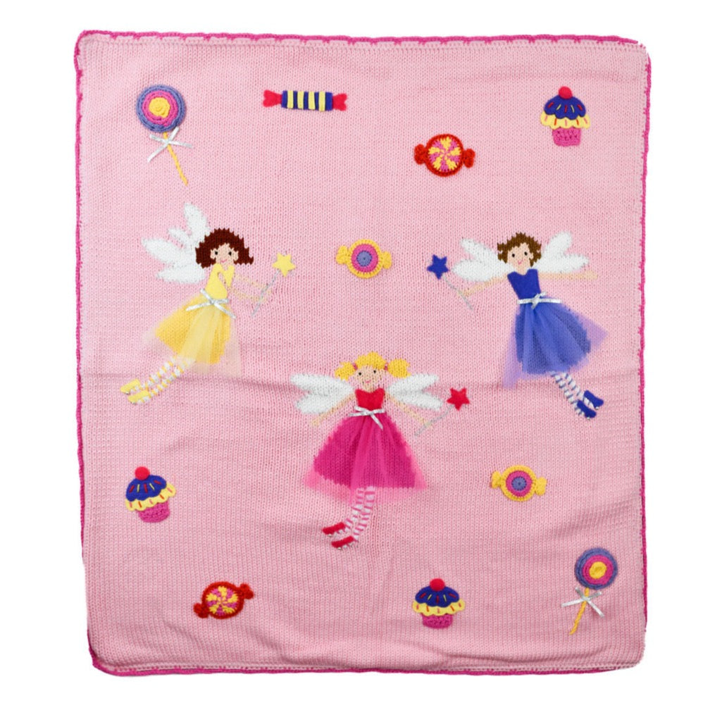 Art Walk Fairies Baby Hand Knit Blanket