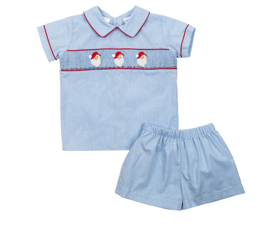 Drew Santa Claus Smocked Short Set