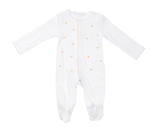 Pink Trim Candy Corn Footie