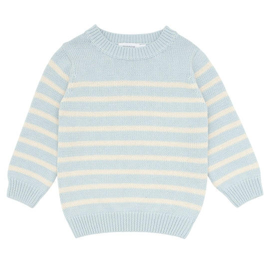Minnow Light Blue and Cream Stripe Knit Sweater