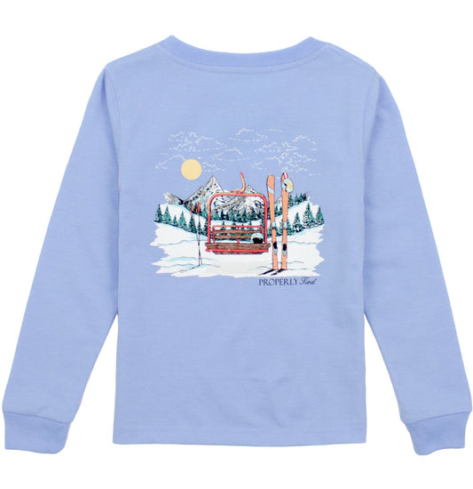 Properly Tied Ski Lift Long Sleeve Tee- Light Blue