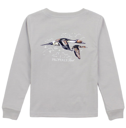 Properly Tied Pintails Long Sleeve Tee- Ice Gray