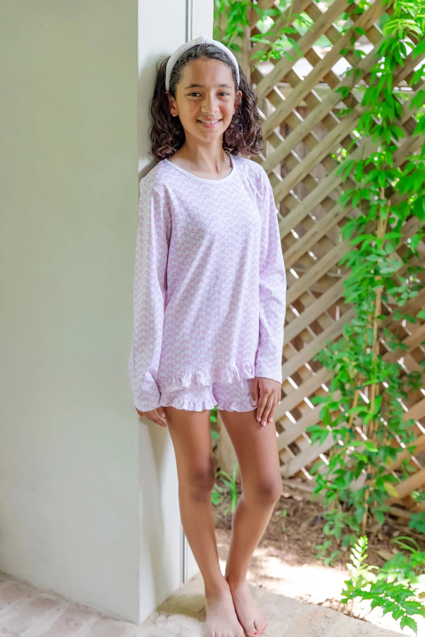 Rorie Girls' Short Set- Pretty Pink Bows
