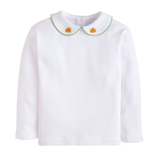 Little English Long Sleeve Pinpoint Shirt- Pumpkin
