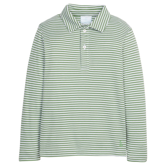 Little English Long Sleeve Polo - Watercress Stripe