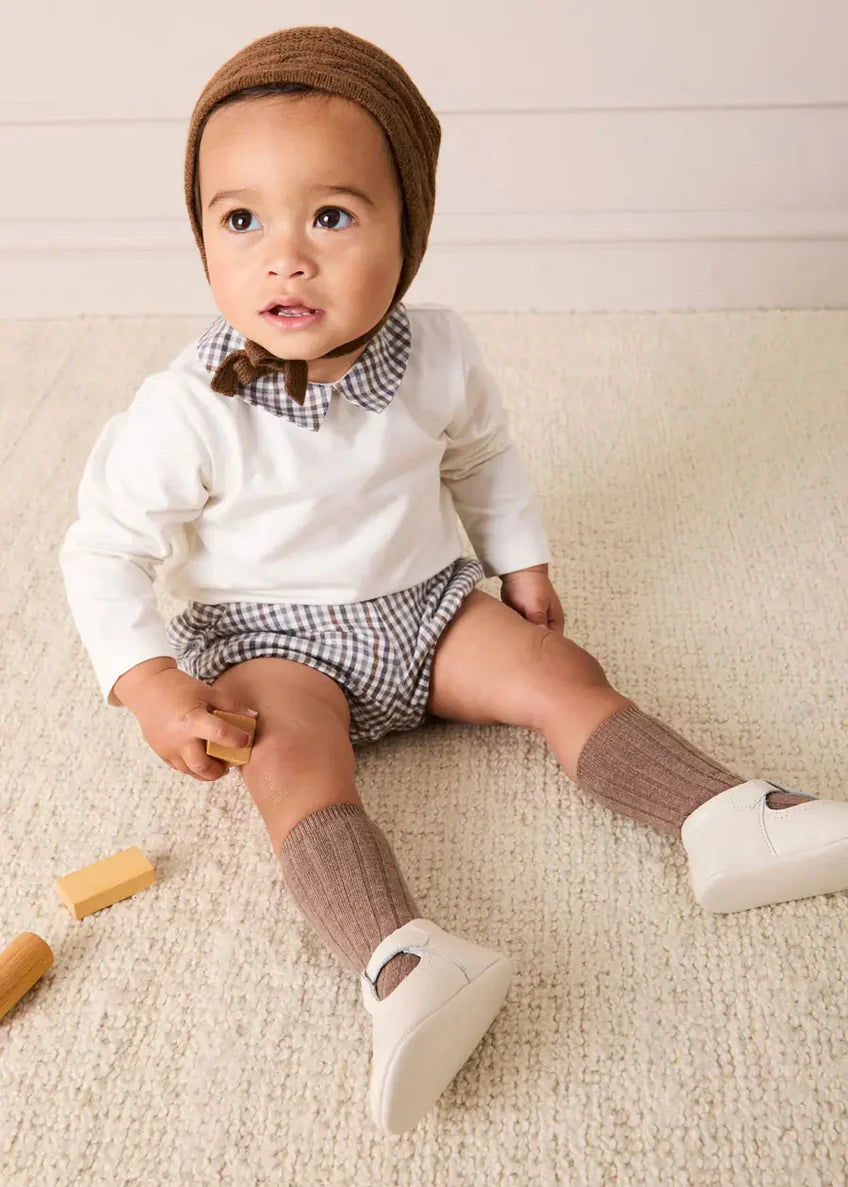 Cadogan Houndstooth Button Detail Bloomers in Camel