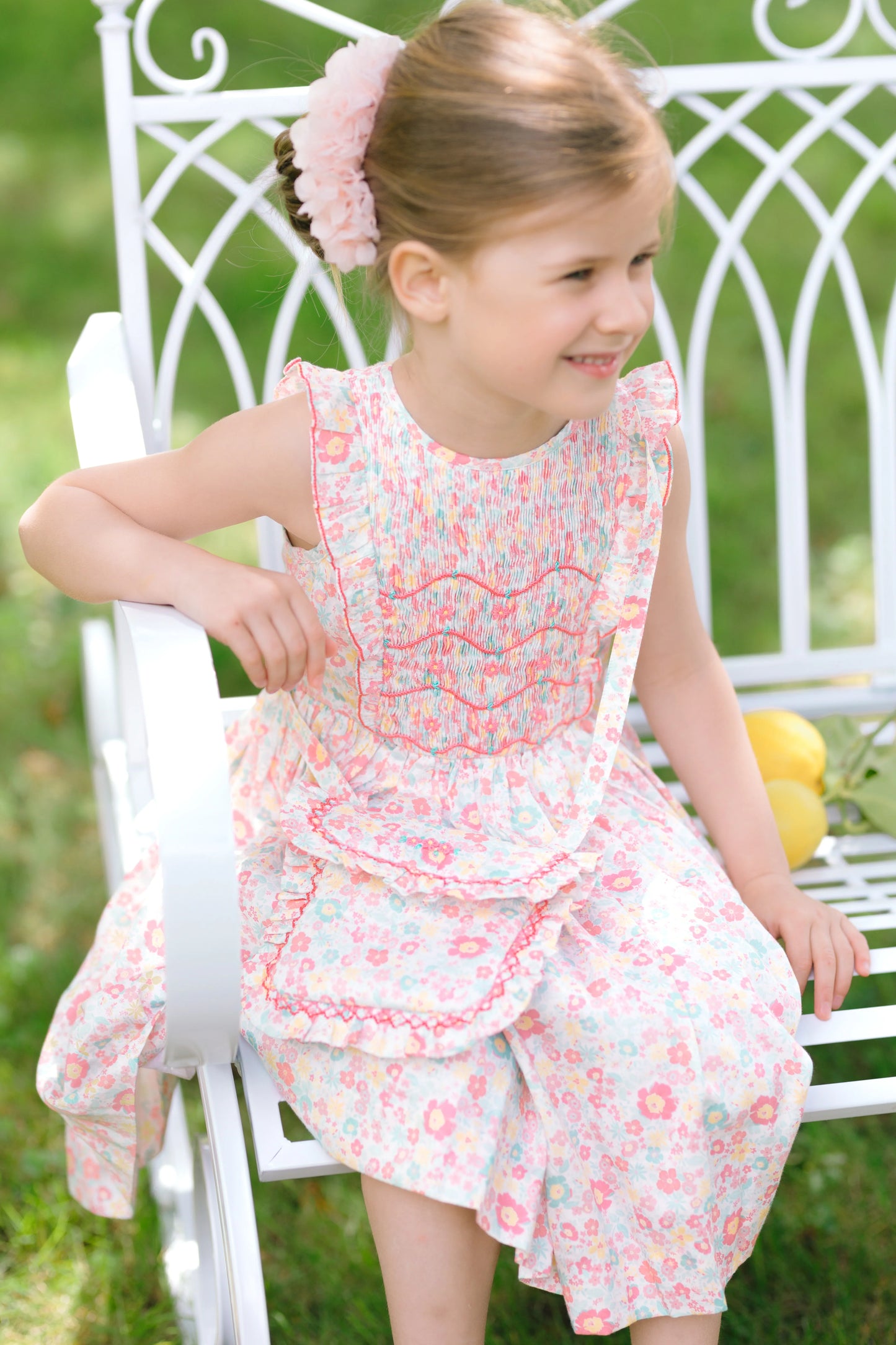 Antionette Paris Marguerite Floral Pink Frilled Smocked Dress