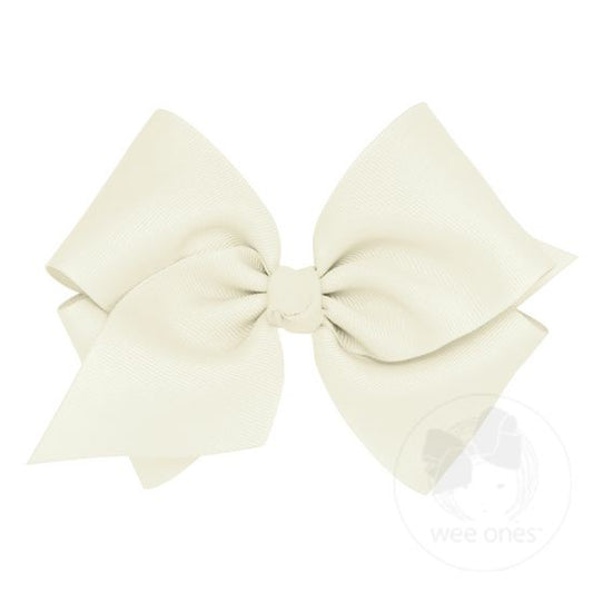 Wee Ones Mini King Classic Grosgrain Bow- Antique White