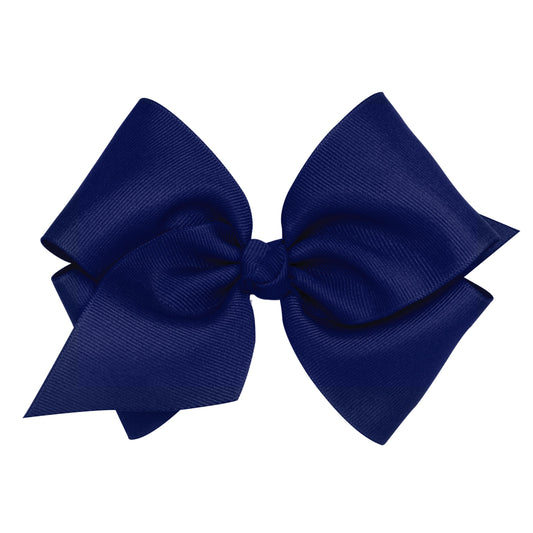 King Grosgrain Hair Bow with Center Knot - Light Navy