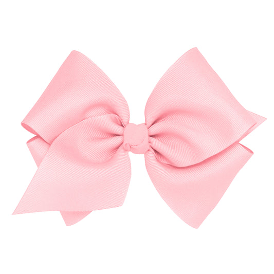 King Grosgrain Hair Bow with Center Knot - Light Pink