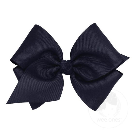 Wee Ones Mini King Classic Grosgrain Bow- Navy