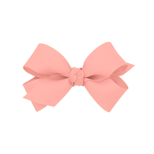 Mini Grosgrain Hair Bow with Center Knot - Seashell