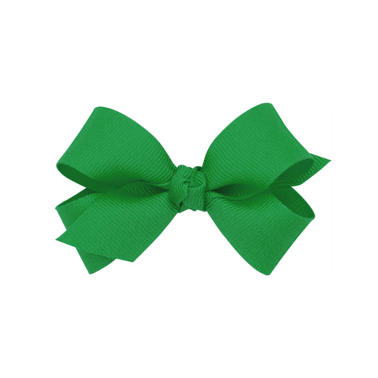 Mini Grosgrain Hair Bow with Center Knot - Green