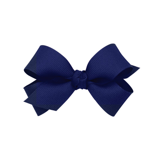 Mini Grosgrain Hair Bow with Center Knot - Light Navy