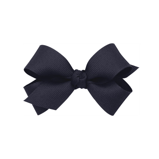 Mini Grosgrain Hair Bow with Center Knot - Navy