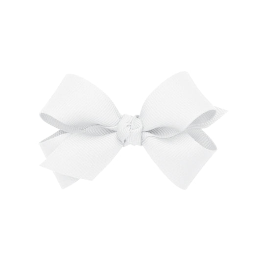 Mini Grosgrain Hair Bow with Center Knot - White