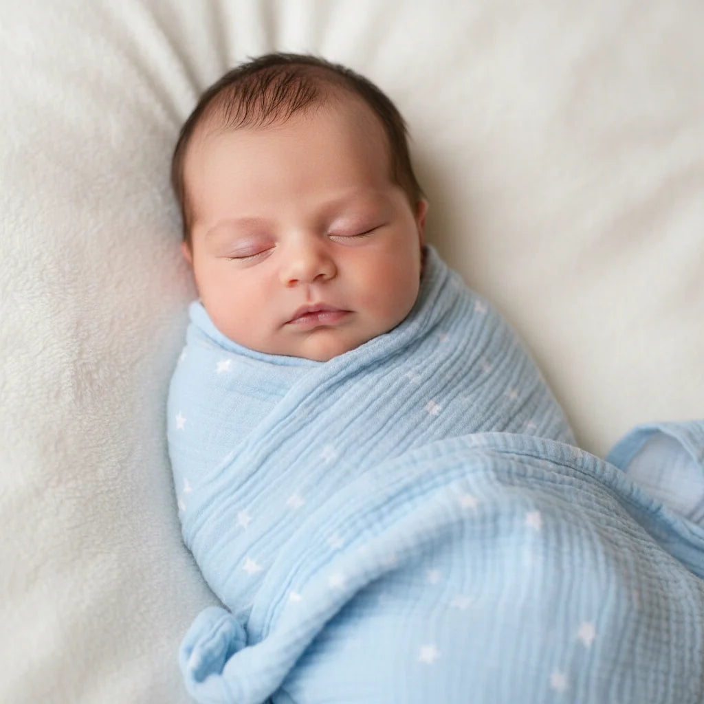 Alimrose Muslin Swaddle- Starry Night Baby Blue