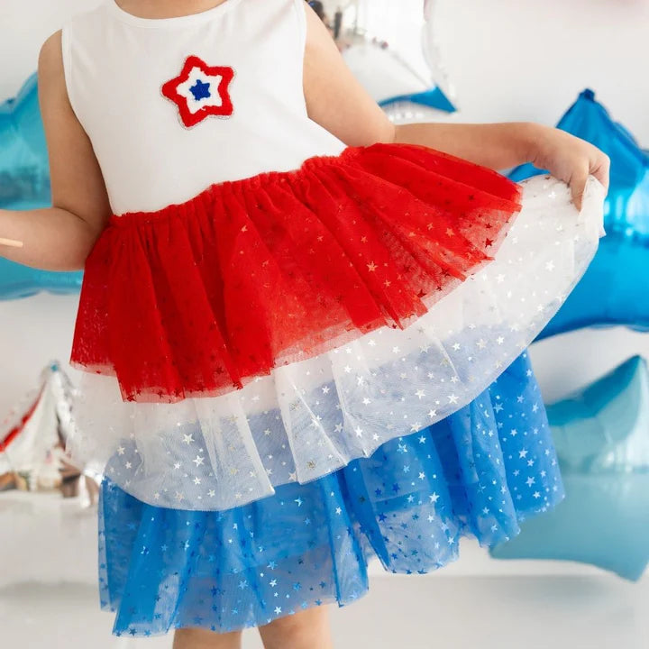 Patriotic Star Patch Tank Tutu Dress