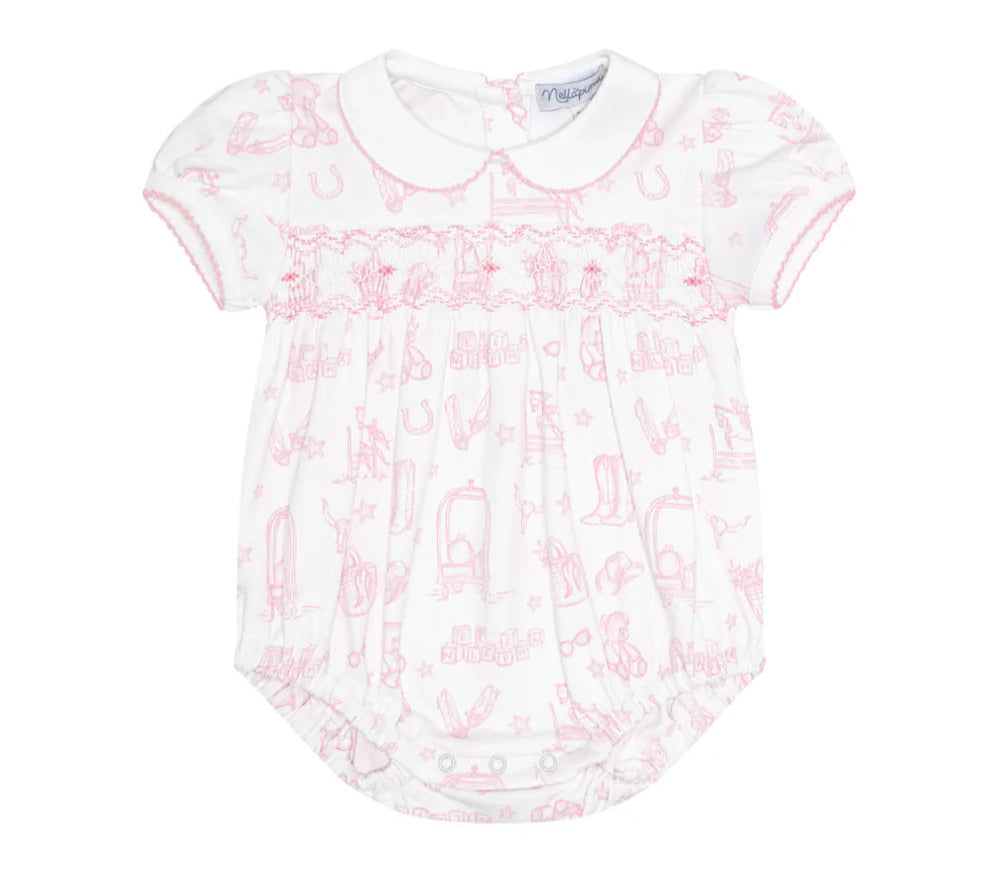 Nellapima Pink Lone Star Toile Smocked Bubble
