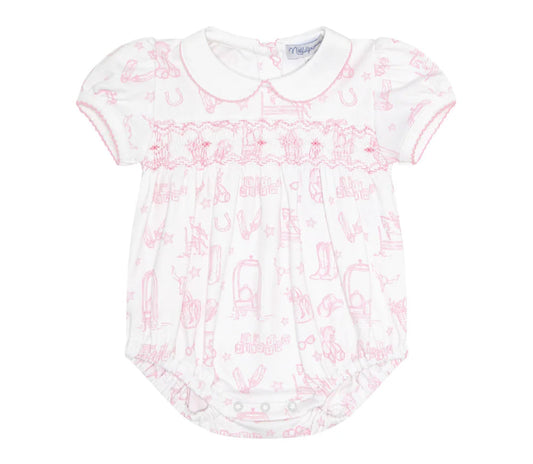Nellapima Pink Lone Star Toile Smocked Bubble