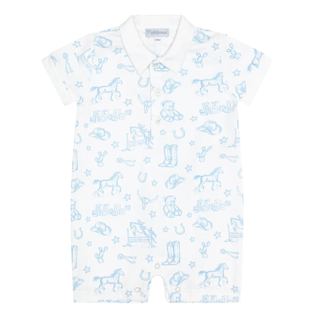 Nellapima Blue Lone Star Toile Romper