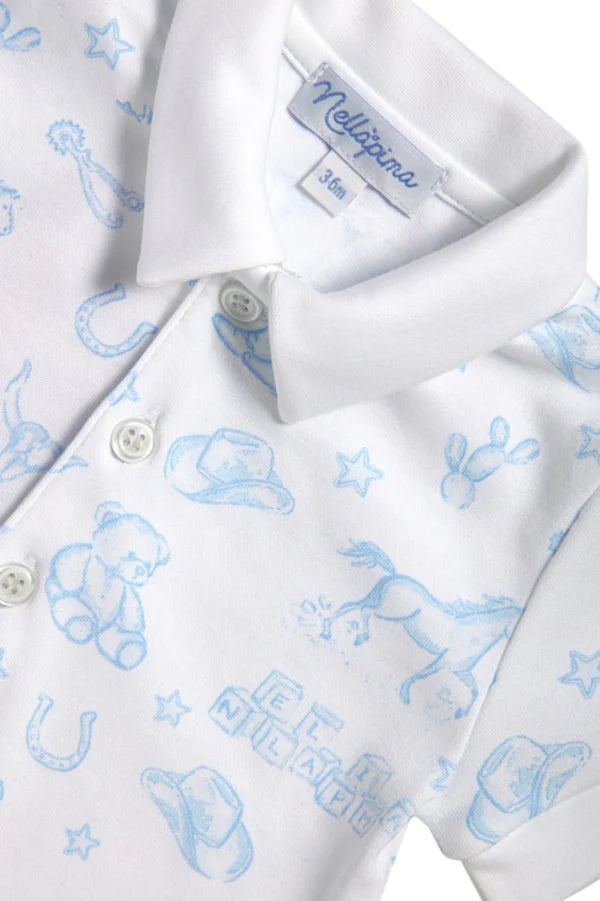Nellapima Blue Lone Star Toile Romper