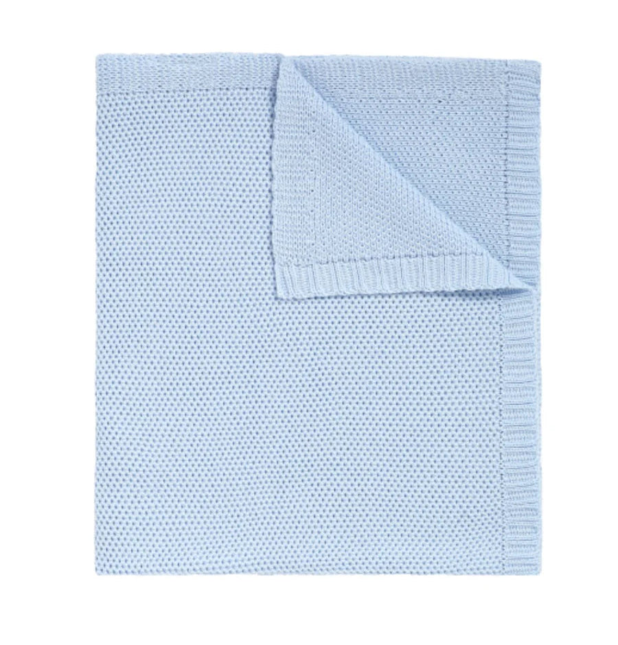 Honeycomb Knit Blanket- Blue