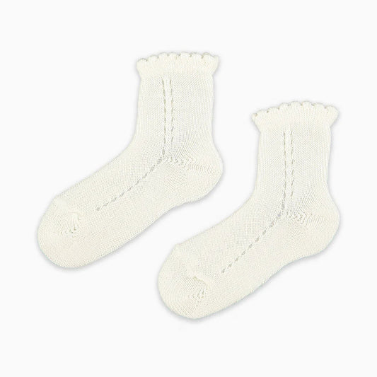 La Coqueta Openwork Short Girl Socks  - Off White