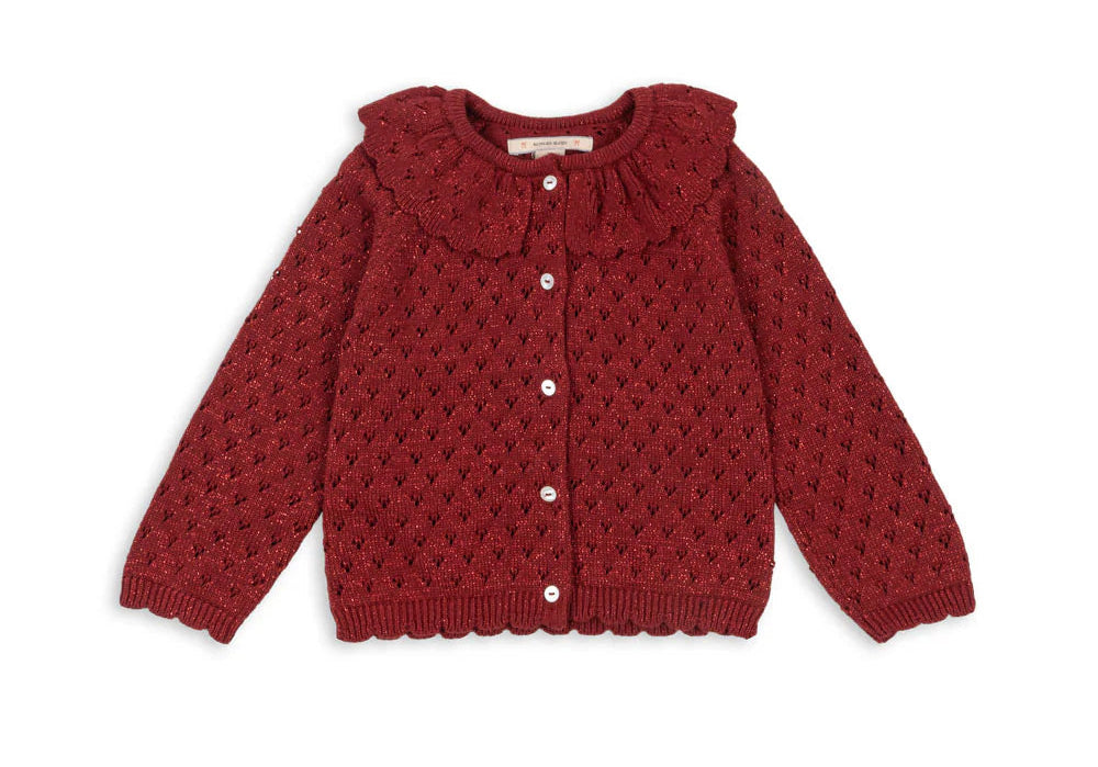 Konges Slojd Holiday Knit Cardigan- Red Dahlia
